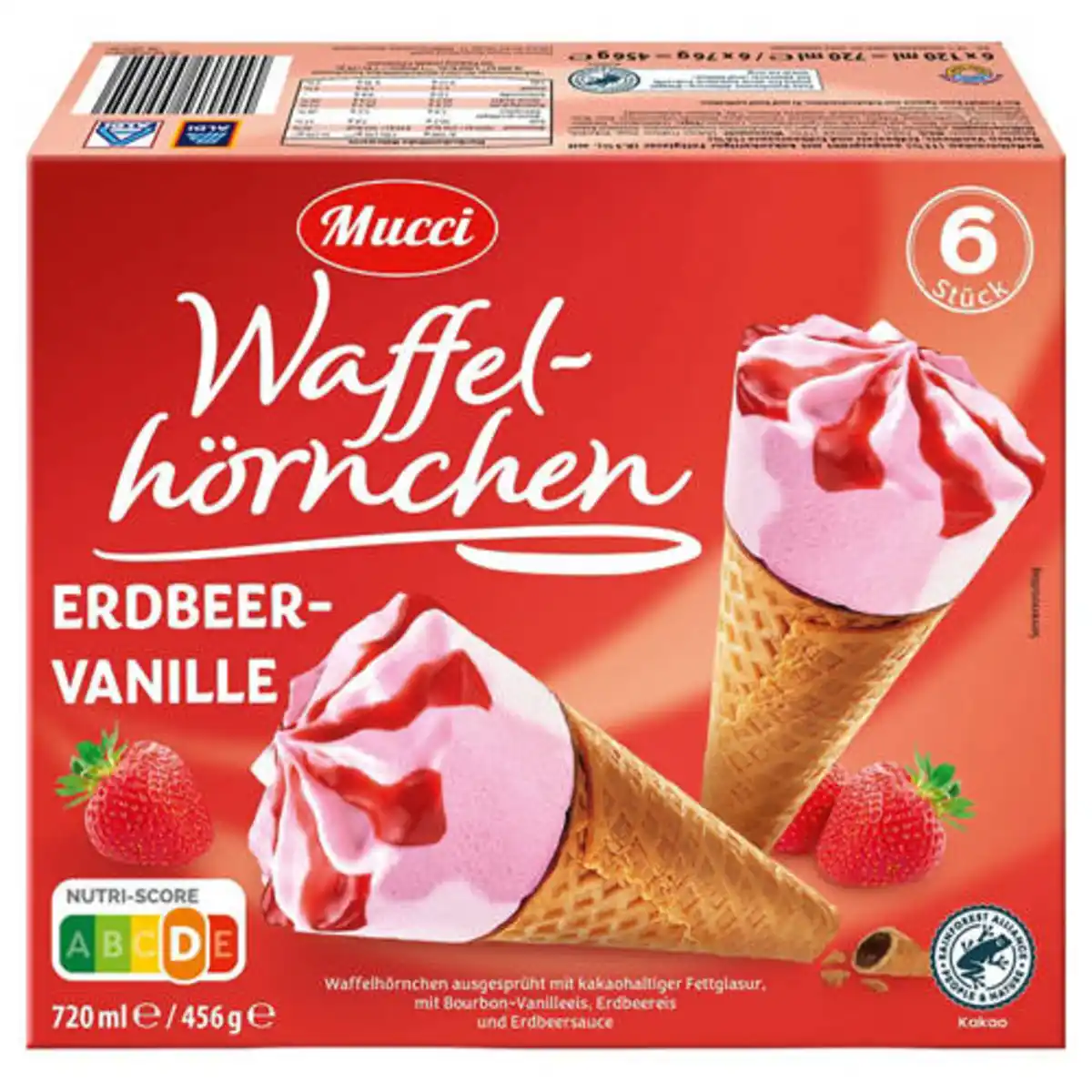 Bild 1 von MUCCI Waffelhörnchen 720 ml, Vanille-Erdbeer