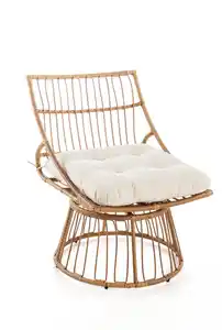 Garten-Sessel mit Polsterkissen aus Rattan, ca. 87 x 70 x 46/87 cm - Braun