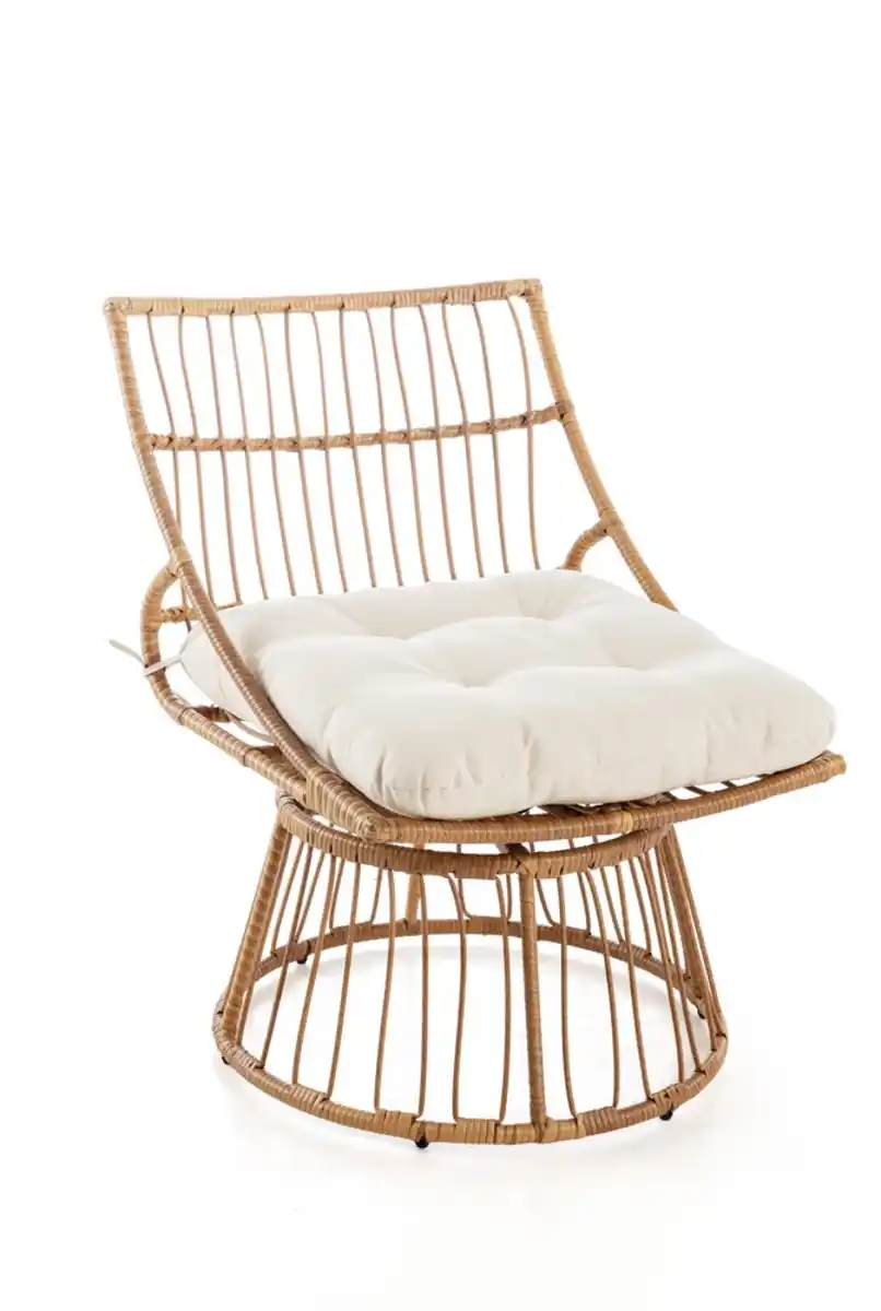 Bild 1 von Garten-Sessel mit Polsterkissen aus Rattan, ca. 87 x 70 x 46/87 cm - Braun