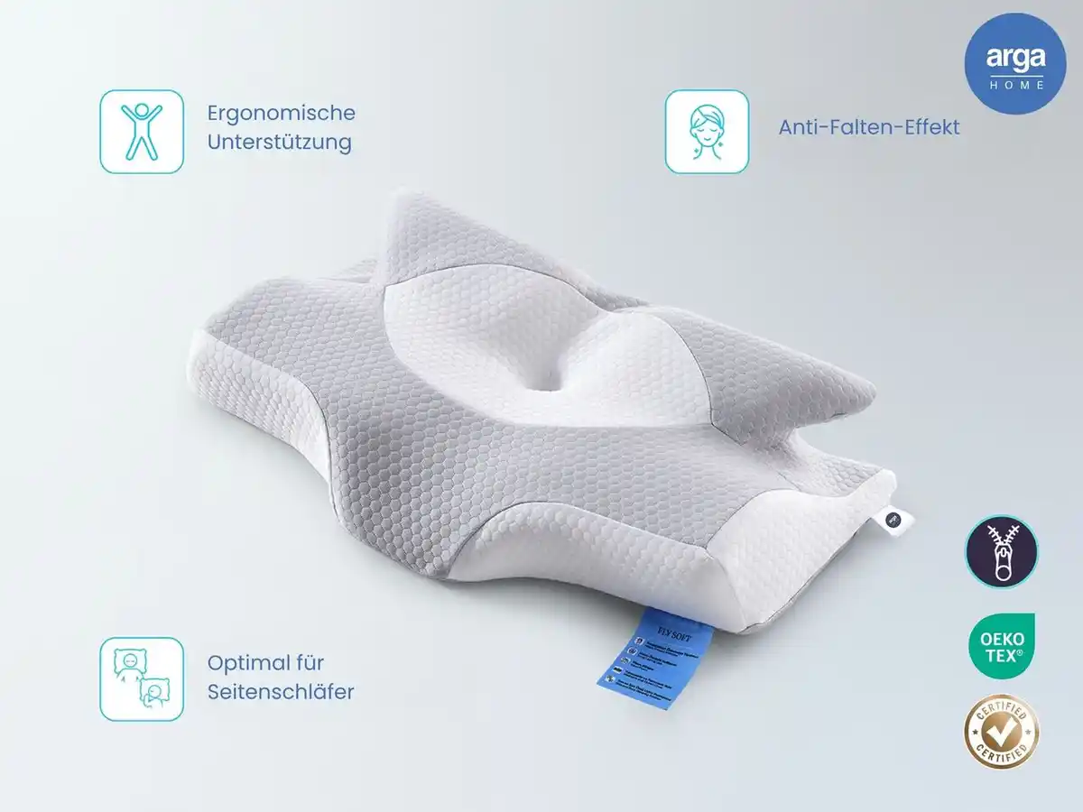 Bild 1 von AH Visco 4D Fly Soft Nackenstützkissen aus Visco-Memory-Schaum – 64x38 cm
