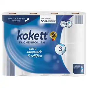 KOKETT Küchenrollen 3-lagig, 4 x 64 Blatt