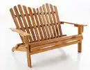 Bild 1 von 2-Sitzer Adirondack-Gartenbank klappbar aus Akazienholz, ca. 125 x 80 x 94 cm - Hellbraun