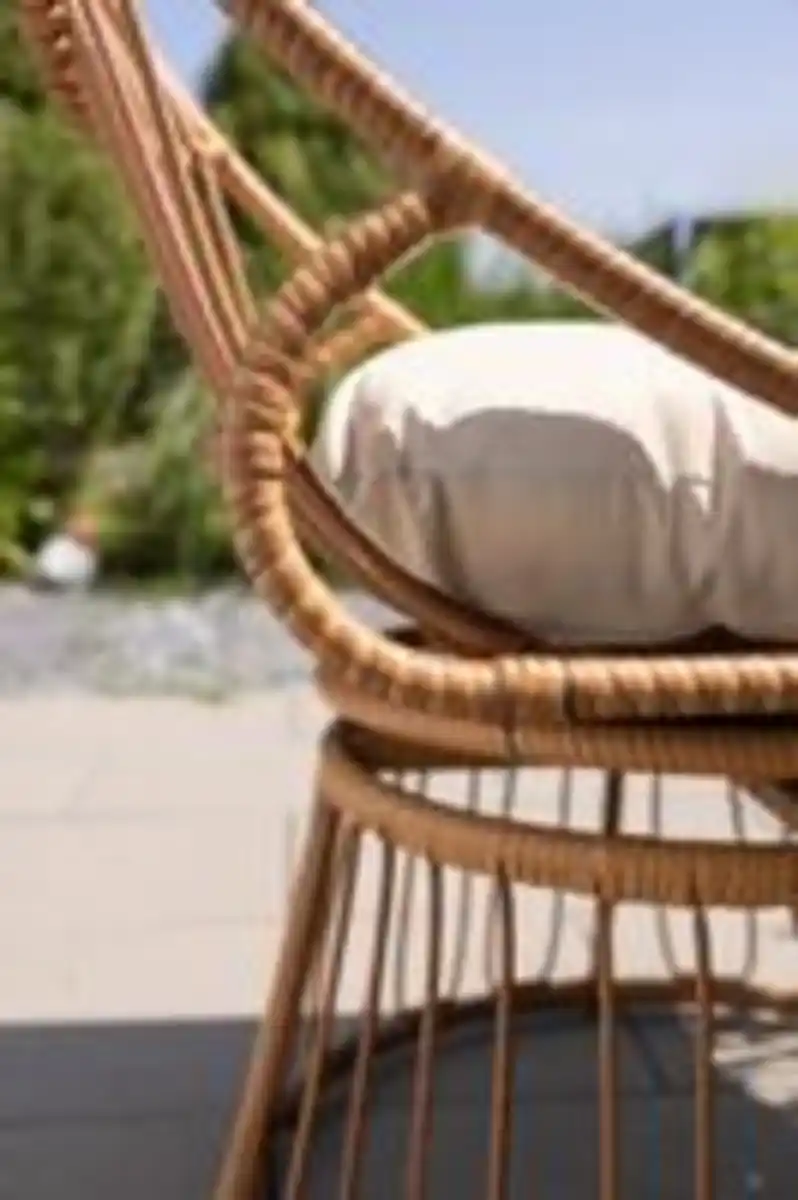 Bild 4 von Garten-Sessel mit Polsterkissen aus Rattan, ca. 87 x 70 x 46/87 cm - Braun