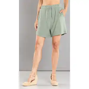 Paperbag-Shorts mit Struktur-Hedge Green