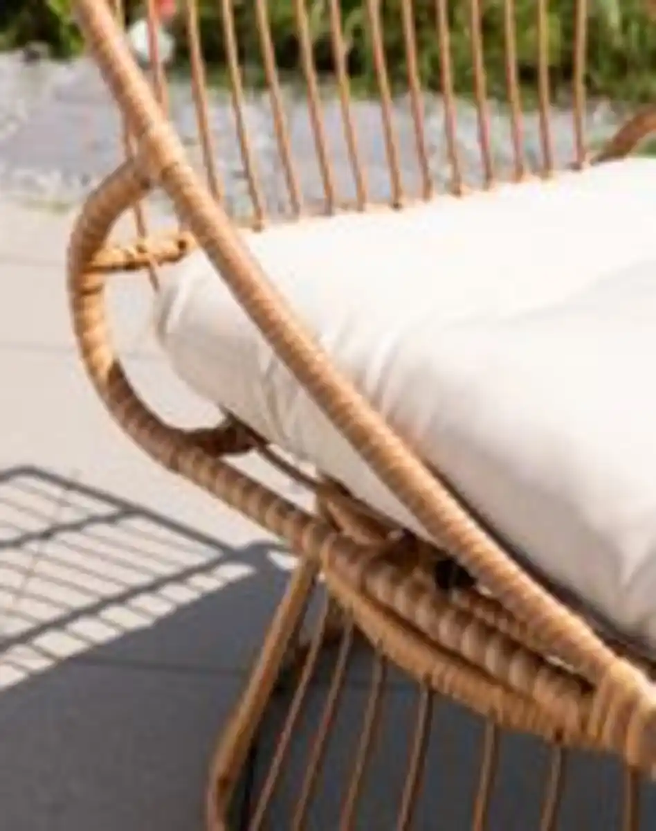 Bild 3 von Garten-Sessel mit Polsterkissen aus Rattan, ca. 87 x 70 x 46/87 cm - Braun