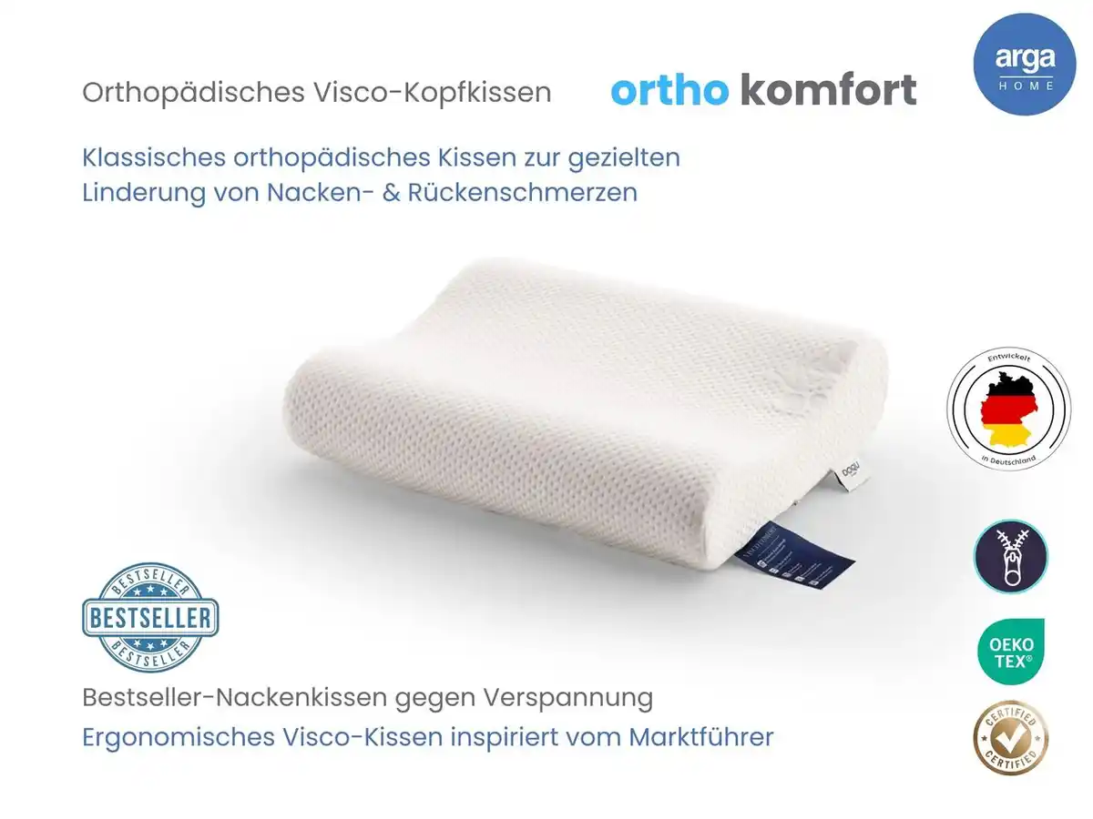 Bild 1 von AH Ortho Comfort Visco-Memory Nackenstützkissen – 51x42 cm