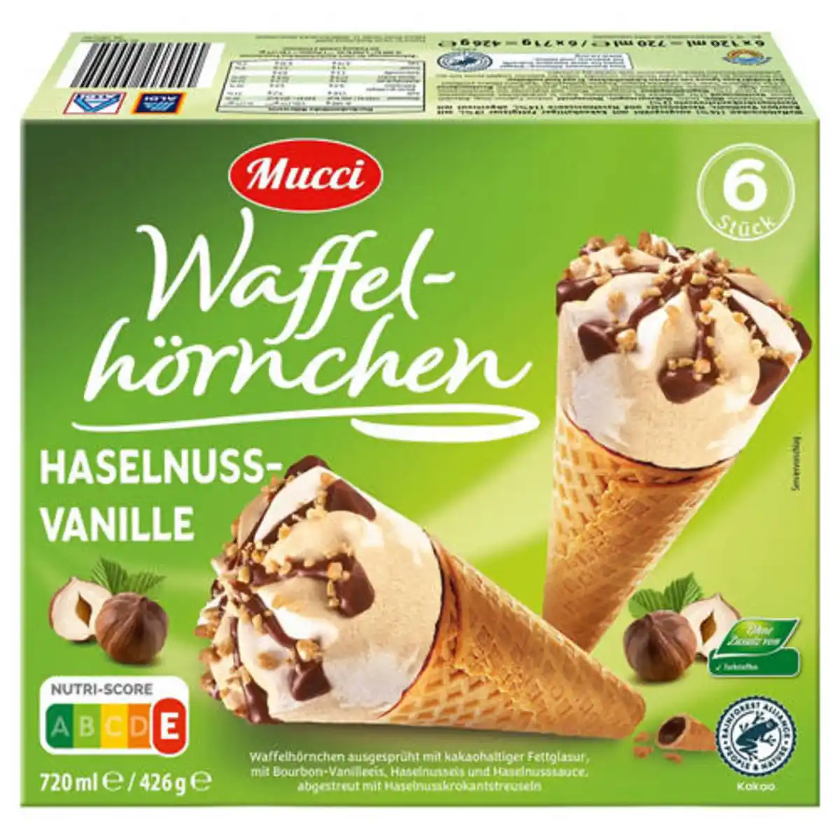 Bild 1 von MUCCI Waffelhörnchen 720 ml, Vanille-Haselnuss