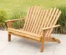 Bild 2 von 2-Sitzer Adirondack-Gartenbank klappbar aus Akazienholz, ca. 125 x 80 x 94 cm - Hellbraun