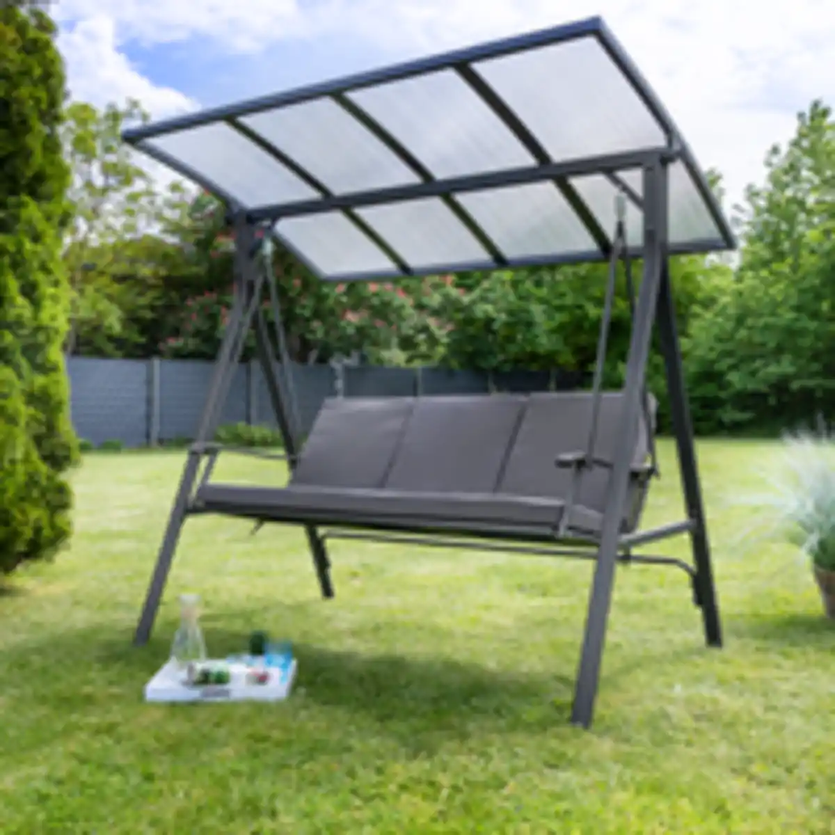 Bild 2 von 3-Sitzer Hollywoodschaukel, ca. 200 x 125 x 178 cm - Grau
