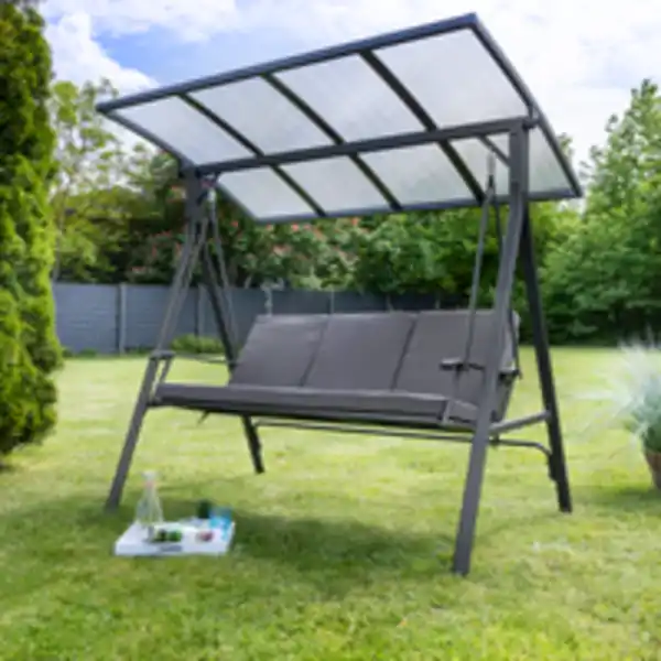 Bild 2 von 3-Sitzer Hollywoodschaukel, ca. 200 x 125 x 178 cm - Grau