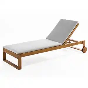 Garten-Sonnenliege inkl. Kissen aus Akazienholz, ca. 197 x 71 x 30 cm - Braun