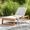 Bild 2 von Garten-Sonnenliege inkl. Kissen aus Akazienholz, ca. 197 x 71 x 30 cm - Braun