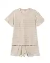 Bild 2 von Damen-Kurz-Pyjama aus Jersey gestreift naturfarben
