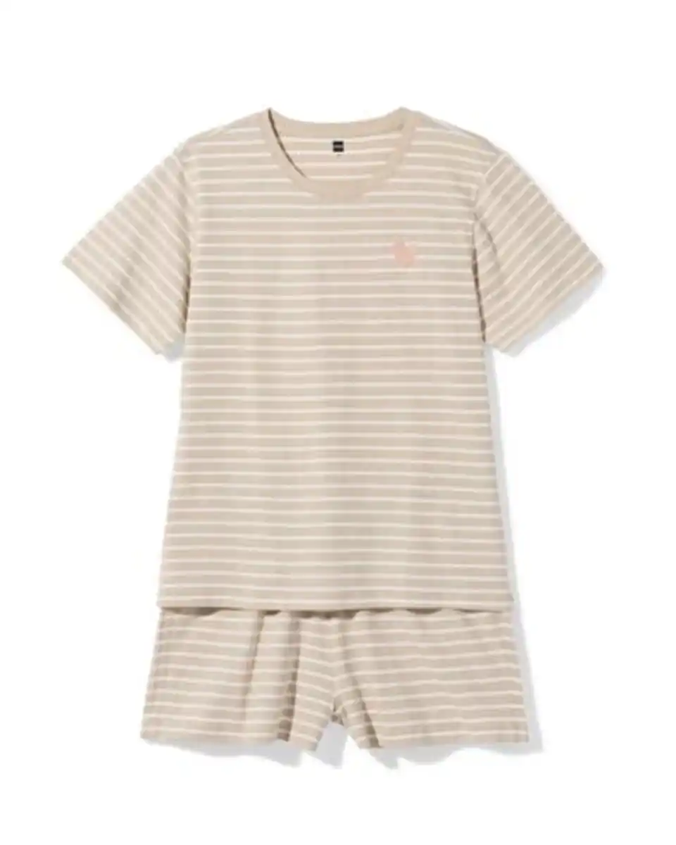 Bild 2 von Damen-Kurz-Pyjama aus Jersey gestreift naturfarben