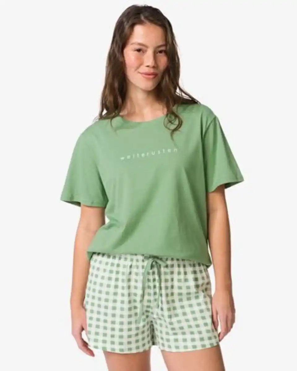 Bild 1 von Damen-Kurz-Pyjama aus Jersey kariert grün