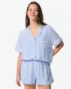 Bild 1 von Damen-Pyjamashorts Seersucker gestreift blau