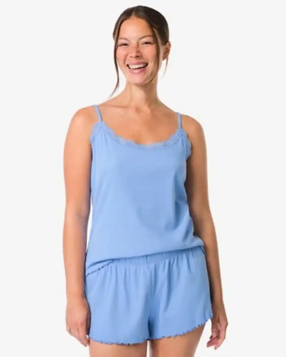 Bild 1 von Damen-Kurz-Pyjama gerippt blau