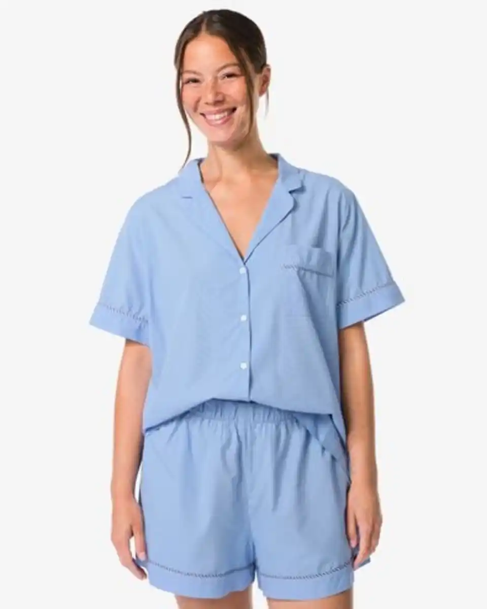 Bild 1 von Damen-Kurz-Pyjama aus Popeline blau