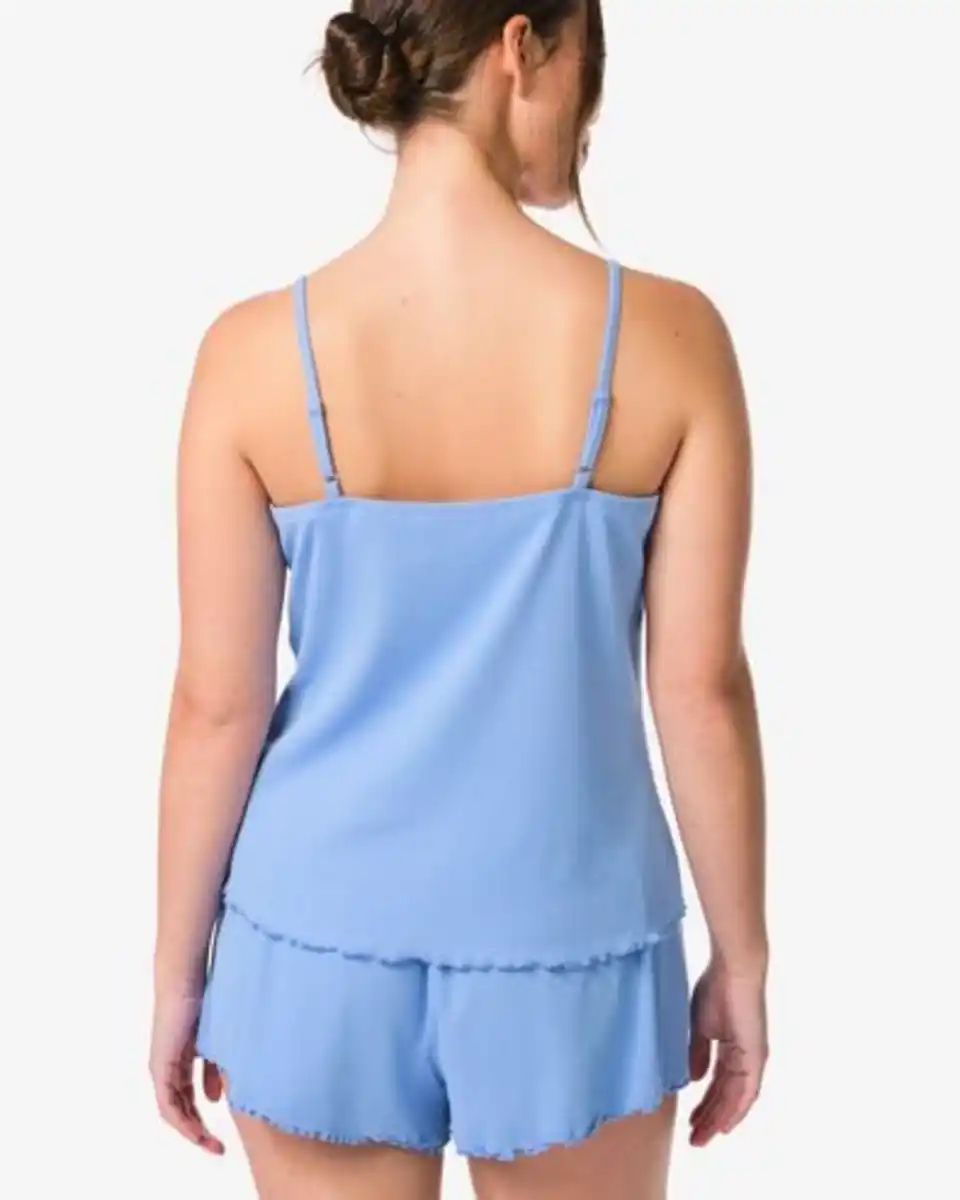 Bild 4 von Damen-Kurz-Pyjama gerippt blau