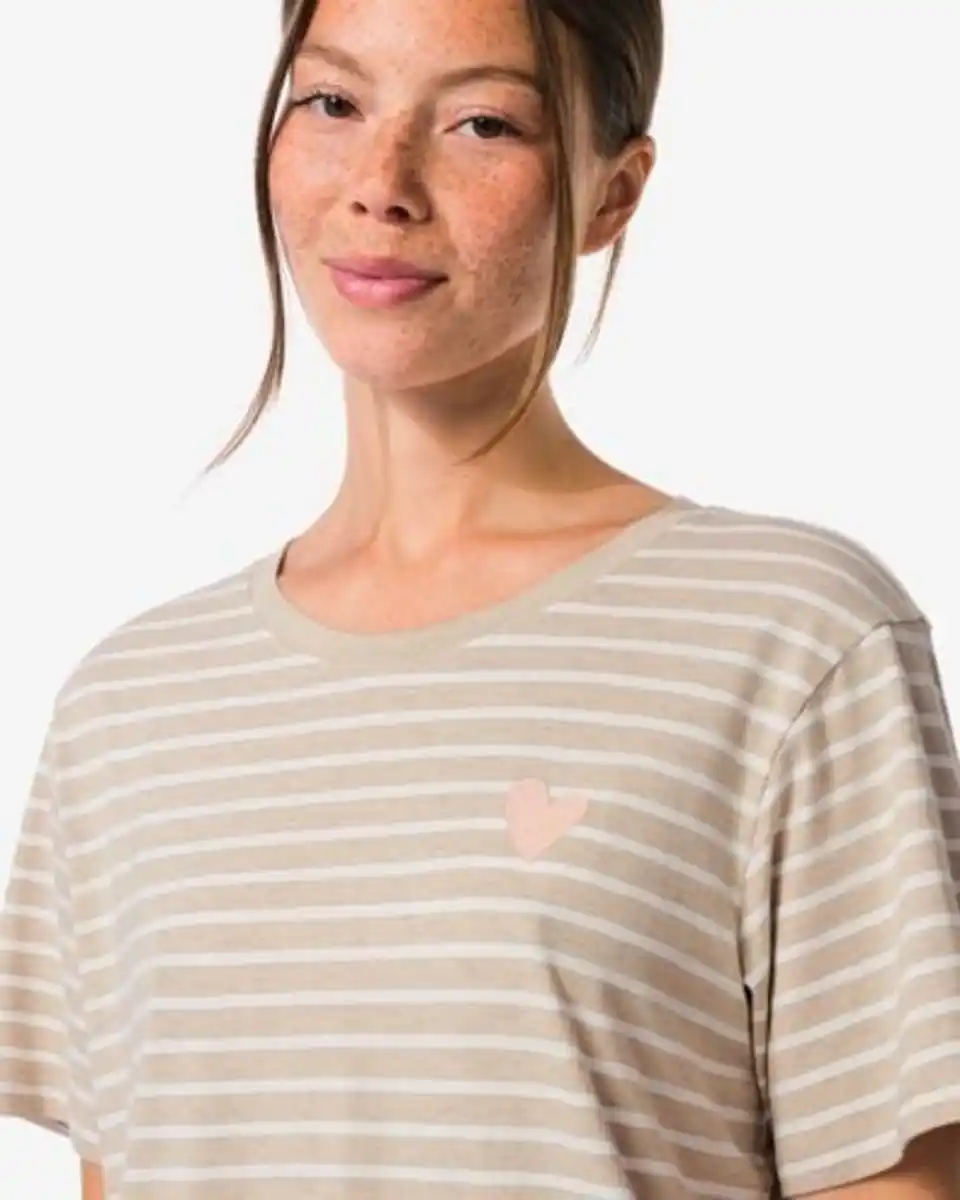Bild 4 von Damen-Kurz-Pyjama aus Jersey gestreift naturfarben