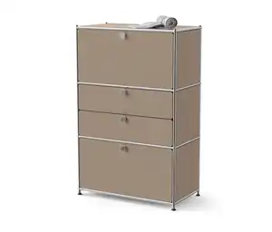 Kommode Metall »CN3« mit 2 Klappenfächern und 2 Schubladen, taupe