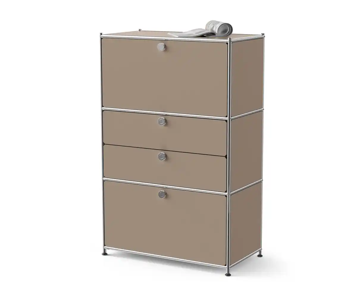Bild 1 von Kommode Metall »CN3« mit 2 Klappenfächern und 2 Schubladen, taupe