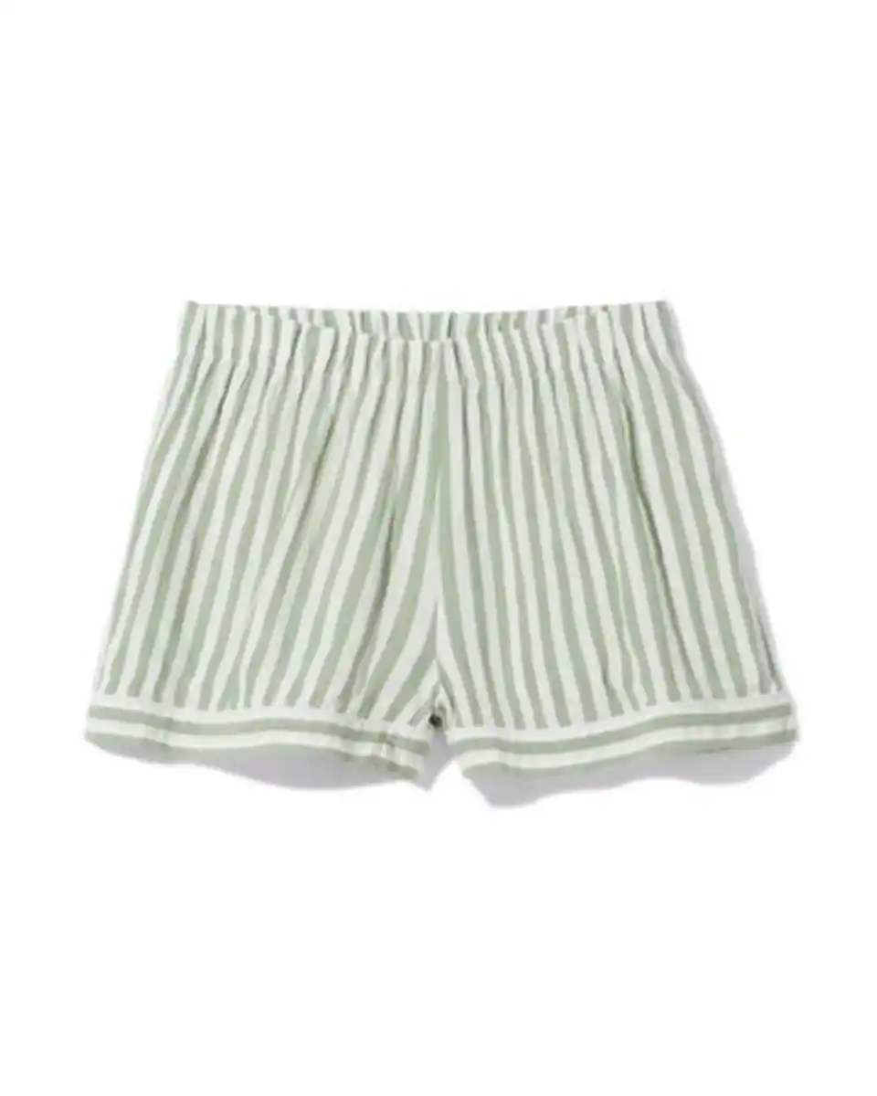 Bild 2 von Damen-Pyjamashorts Seersucker gestreift grün