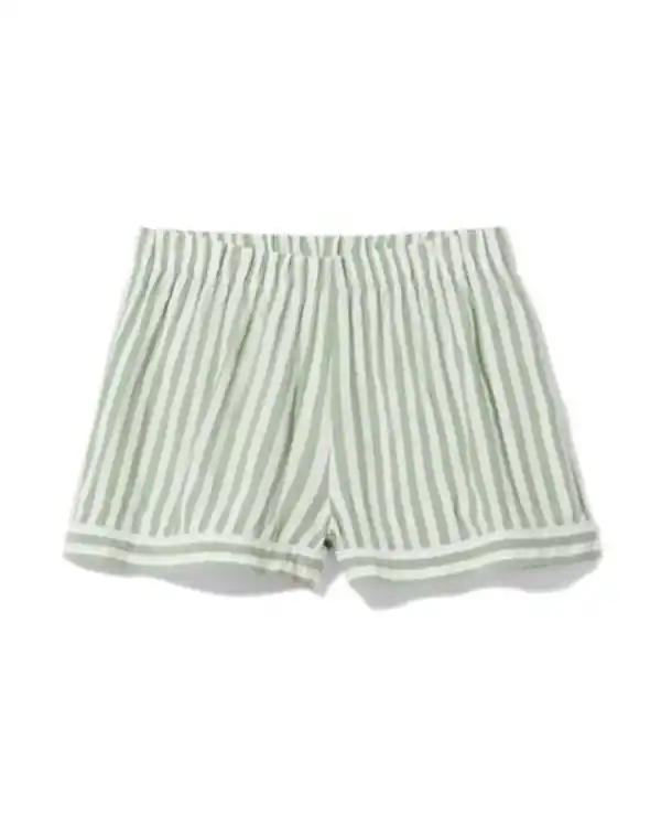 Bild 2 von Damen-Pyjamashorts Seersucker gestreift grün