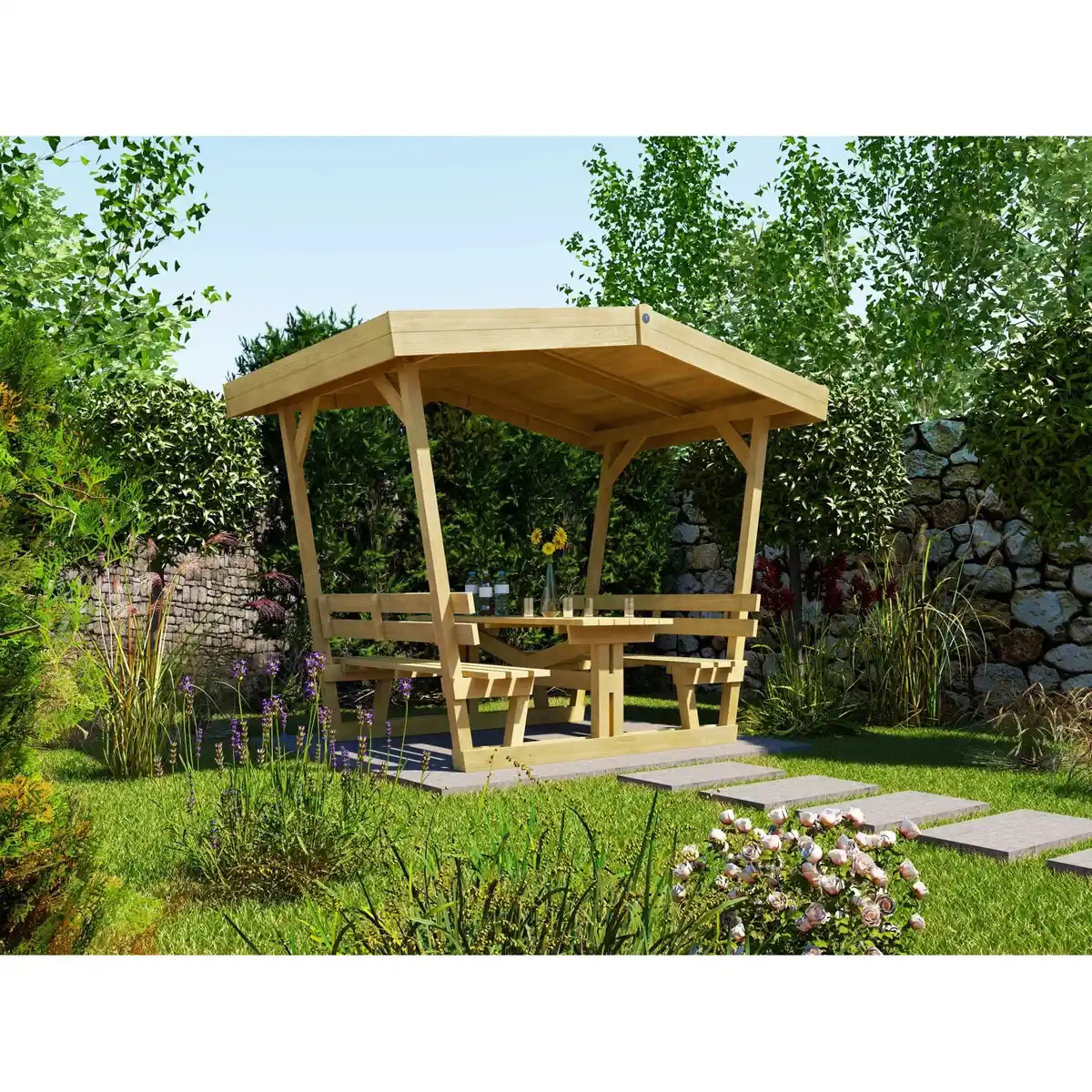 Bild 1 von Weka Gartenlaube Tessin Natur 303 cm x 205 cm