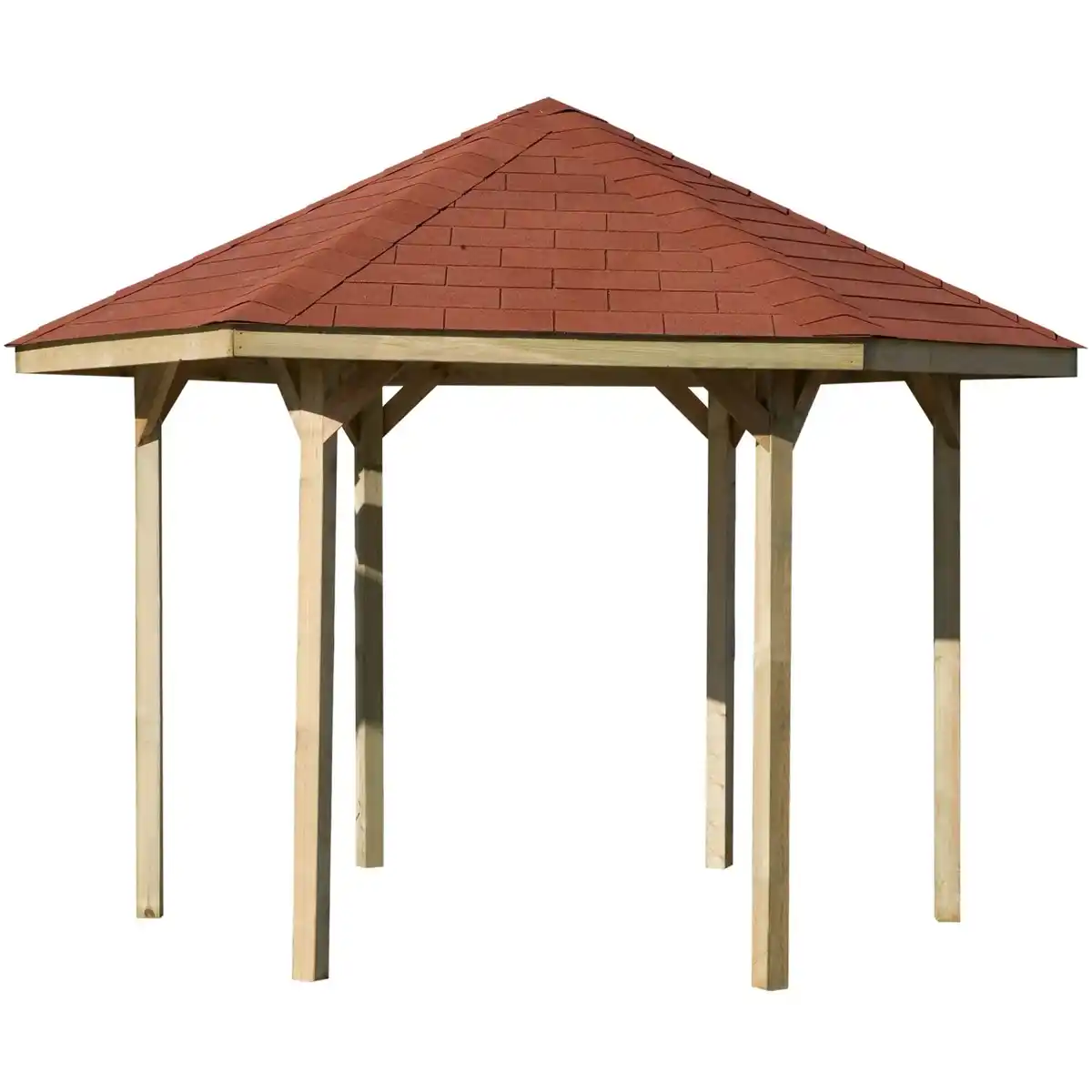 Bild 2 von Weka Pavillon 656 Sparset Gr.1 mit Roten Dachschindeln 326 cm x 376 cm