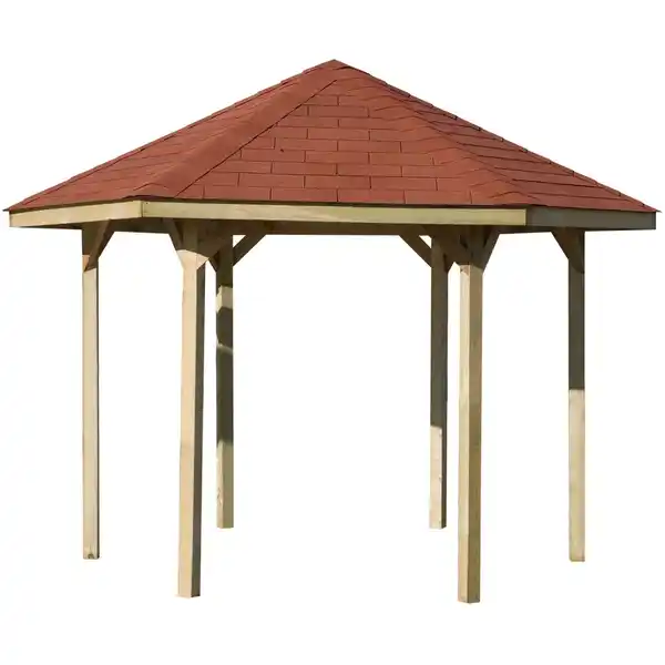 Bild 2 von Weka Pavillon 656 Sparset Gr.1 mit Roten Dachschindeln 326 cm x 376 cm