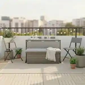Loungeset Mario Graubraun Metall/Kunststoff Modular, Graubraun