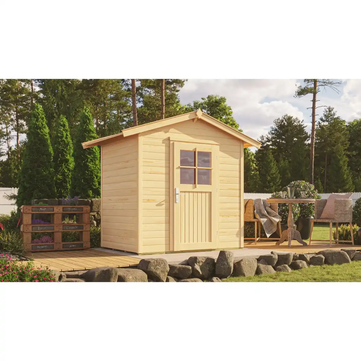 Bild 1 von OBI Outdoor Living Holz-Gartenhaus Monza Satteldach Unbehandelt 205 cm x 174 cm
