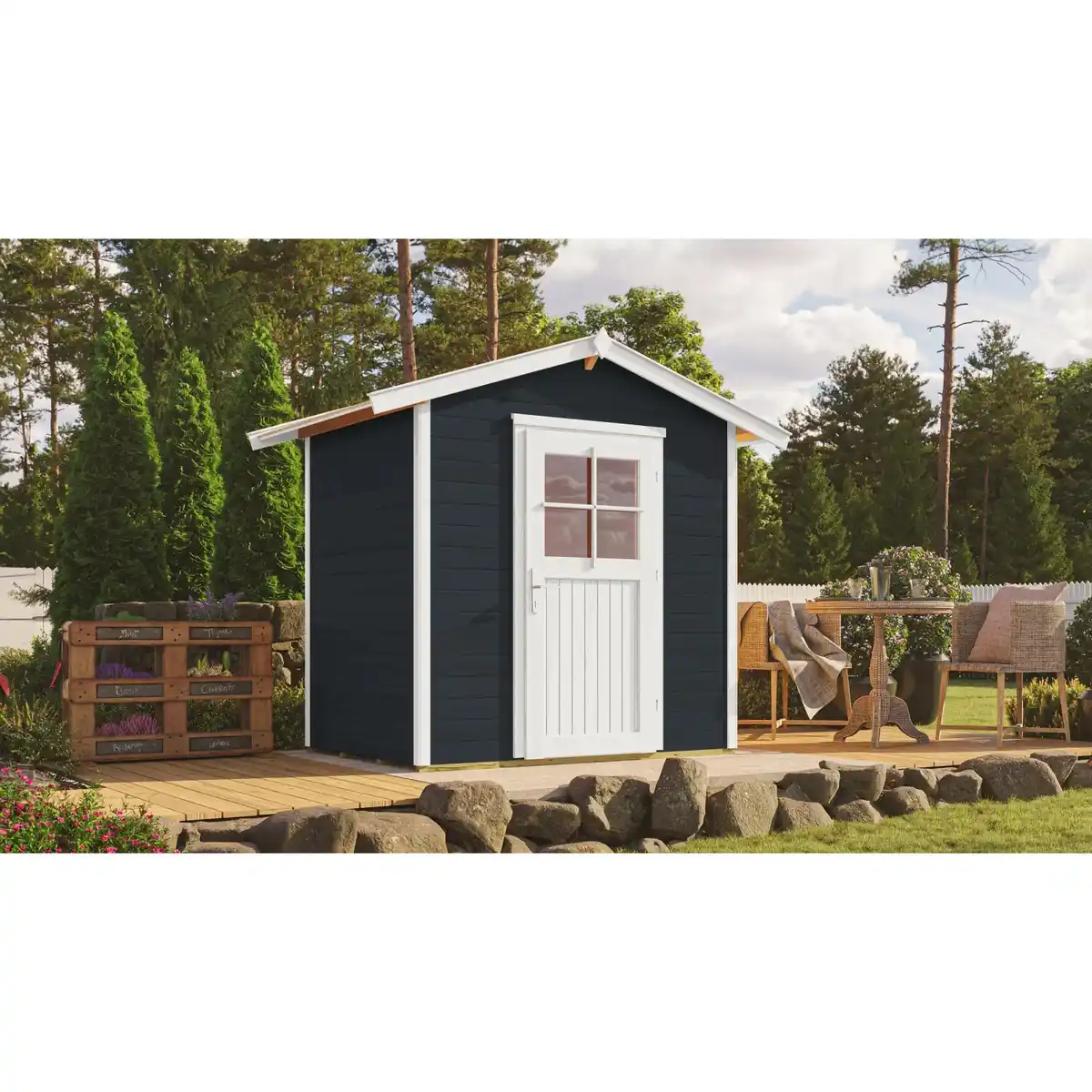 Bild 1 von OBI Outdoor Living Holz-Gartenhaus Monza Satteldach Lasiert 205 cm x 174 cm