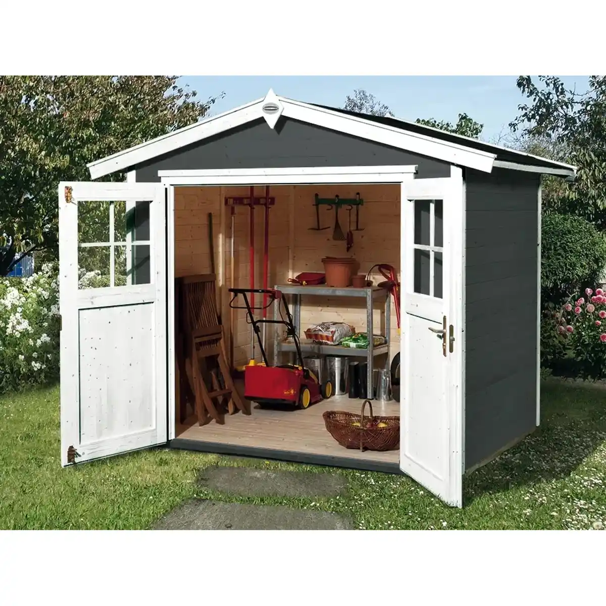 Bild 1 von OBI Outdoor Living Holz-Gartenhaus Monza Satteldach Lasiert 205 cm x 229 cm