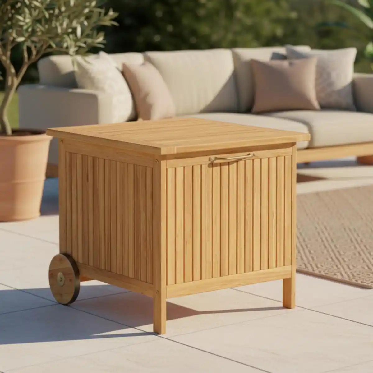 Bild 1 von Kissenbox Franca Teakfarben aus Holz, Teakfarben