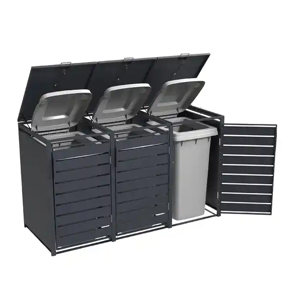 Bild 3 von weka Metall-Mülltonnenbox Gary 3er, Metall, Anthrazit