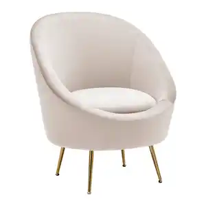 Sessel Lou Hellgrau Samt, Goldfarben, Hellgrau