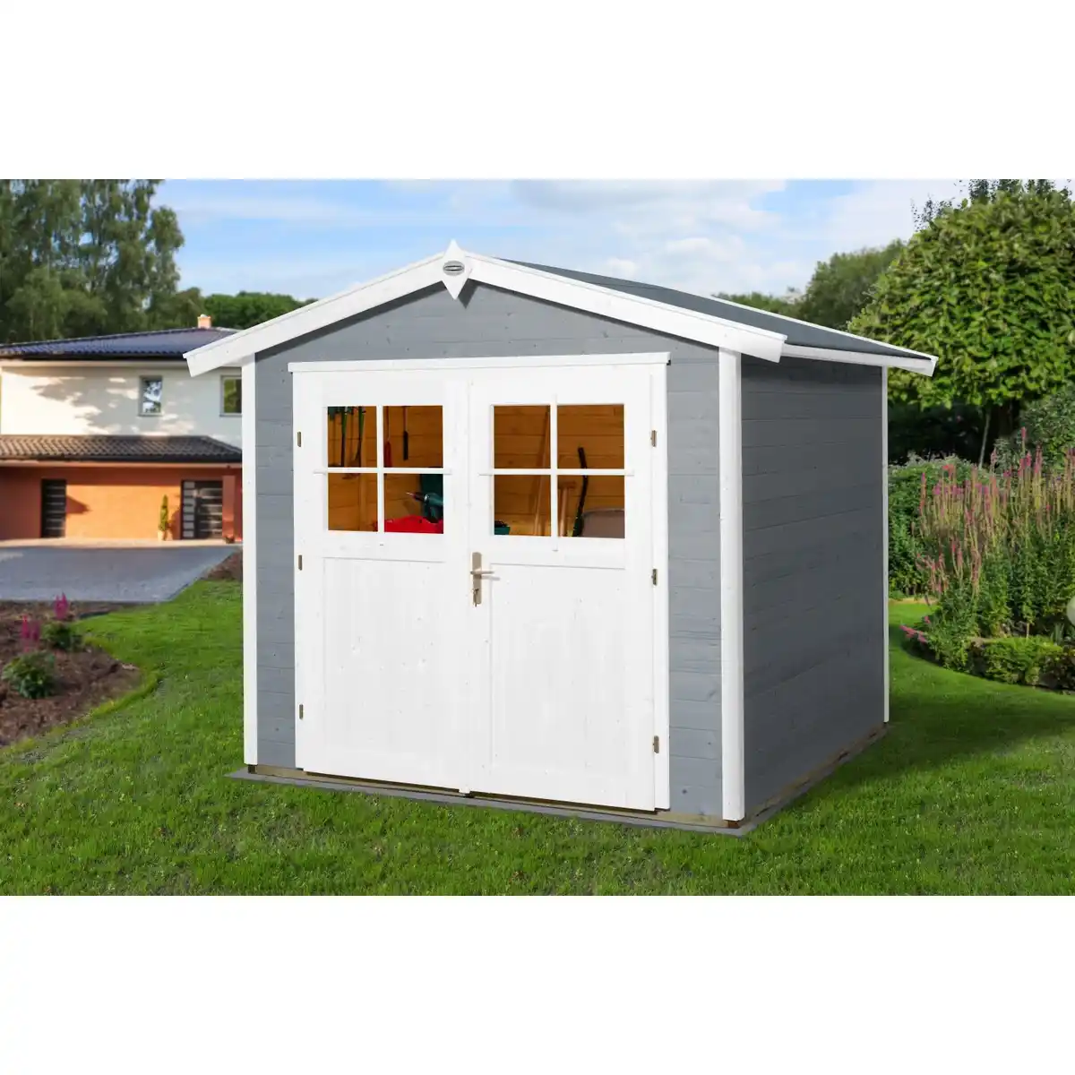 Bild 1 von OBI Outdoor Living Holz-Gartenhaus Monza Satteldach Lasiert 205 cm x 229 cm