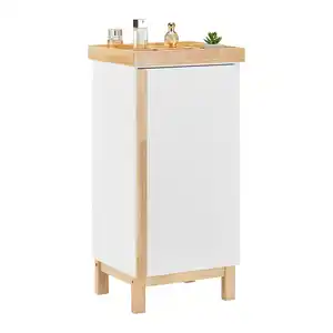 Unterschrank Rico Weiß/ Naturfarben ca. 42x85x35 cm, Naturfarben, Weiß