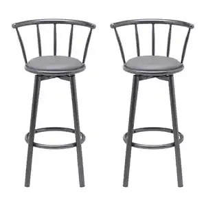 Barhocker-Set Fabio Grau Lederlook Gepolstert, Grau