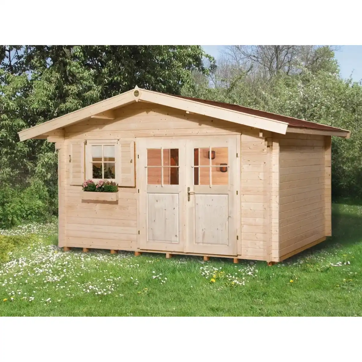 Bild 2 von weka Gartenhaus Verona A natur 340 x 250 cm, Vordach 60 cm