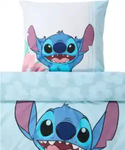 Stitch Lizenz Baumwoll-Bettwäsche, blau