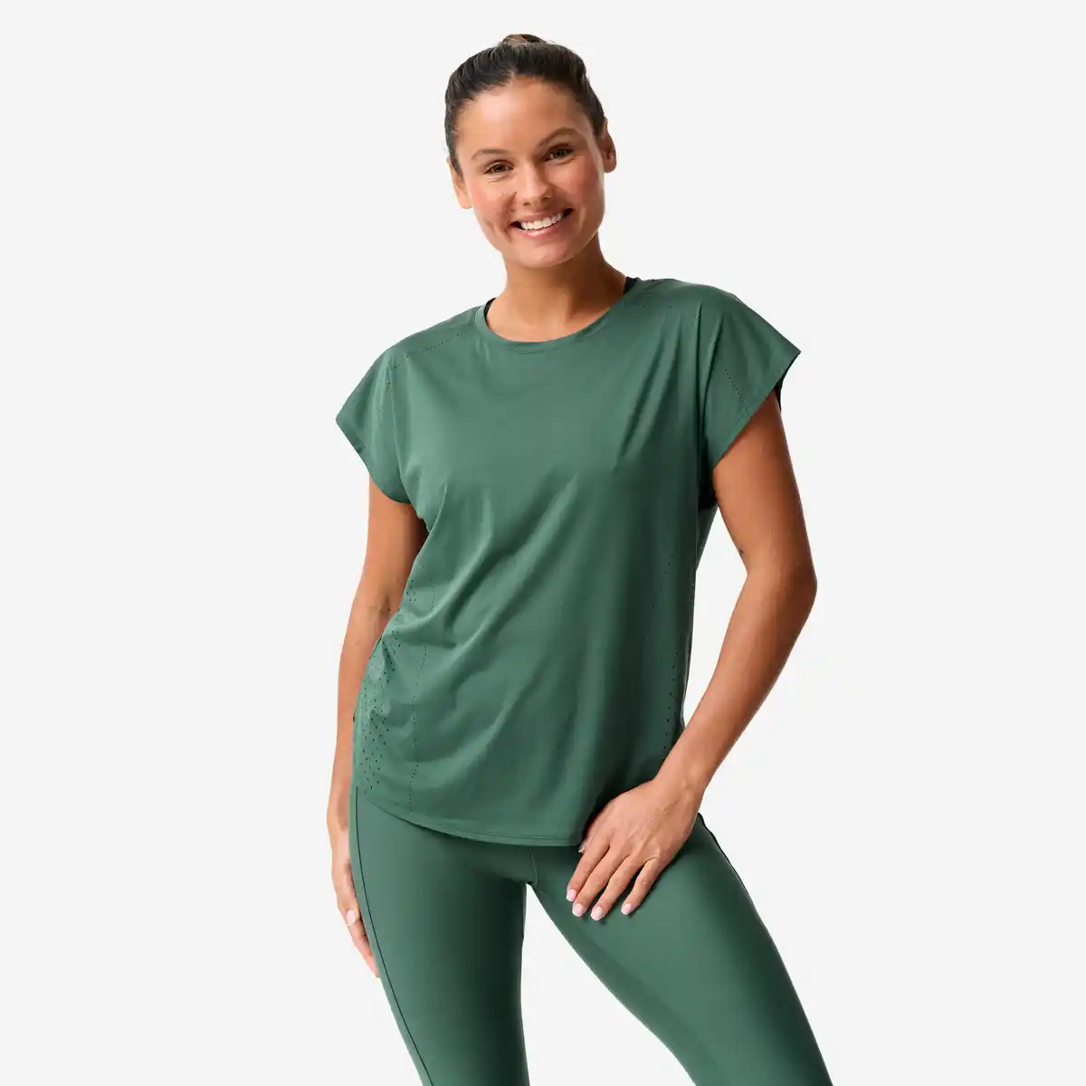 Bild 1 von DOMYOS T-Shirt Damen weit atmungsaktiv - dunkelgrün