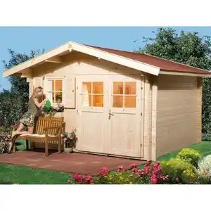 weka Gartenhaus Verona B natur 340 x 300 cm, Vordach 60 cm