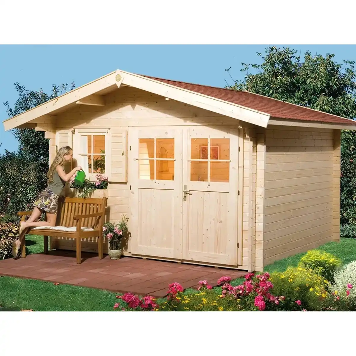Bild 1 von weka Gartenhaus Verona B natur 340 x 300 cm, Vordach 60 cm