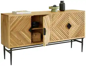 Sideboard Gatsby Hellbraun/ Schwarz ca. 175x90x45cm, Hellbraun