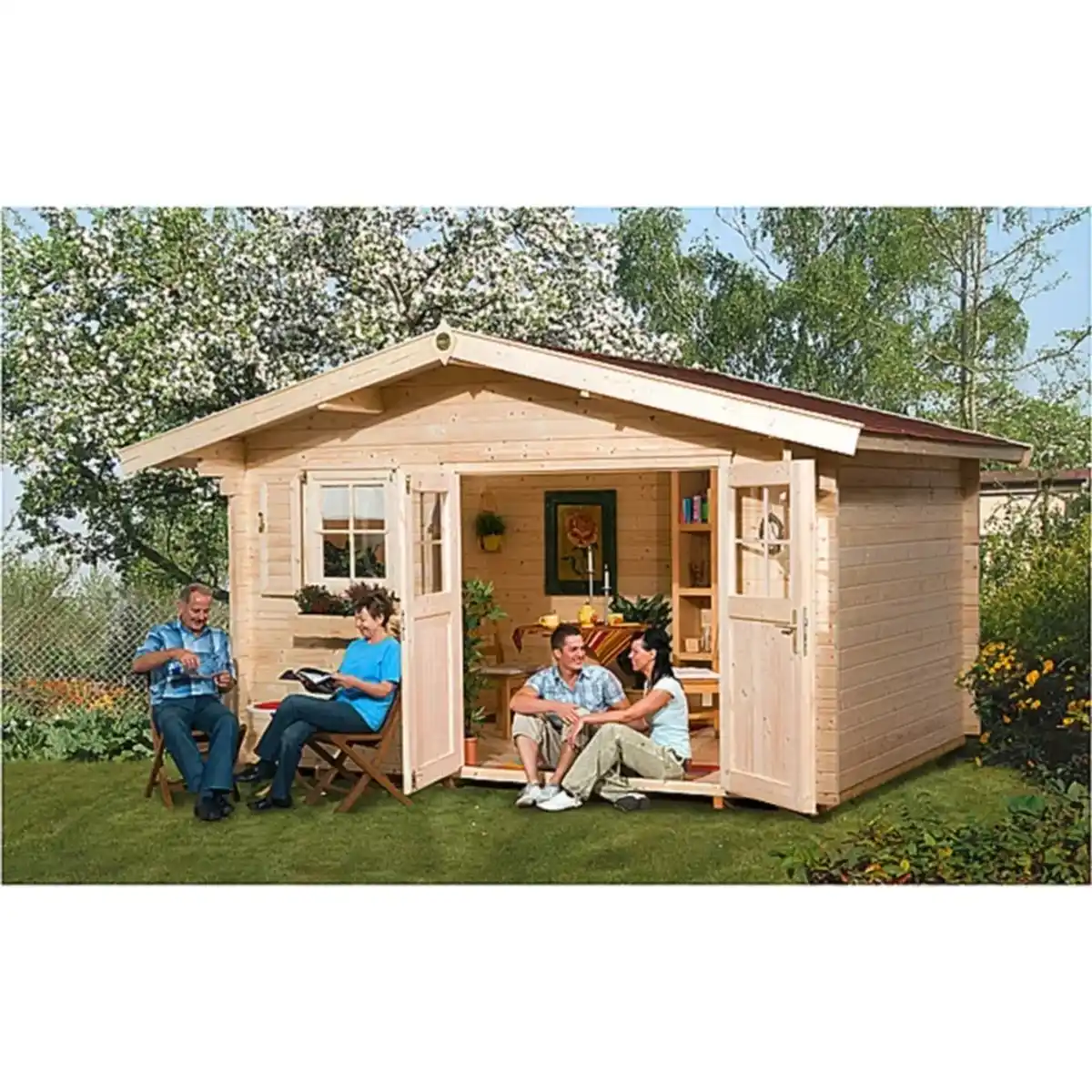 Bild 1 von weka Gartenhaus Verona A natur 340 x 250 cm, Vordach 60 cm
