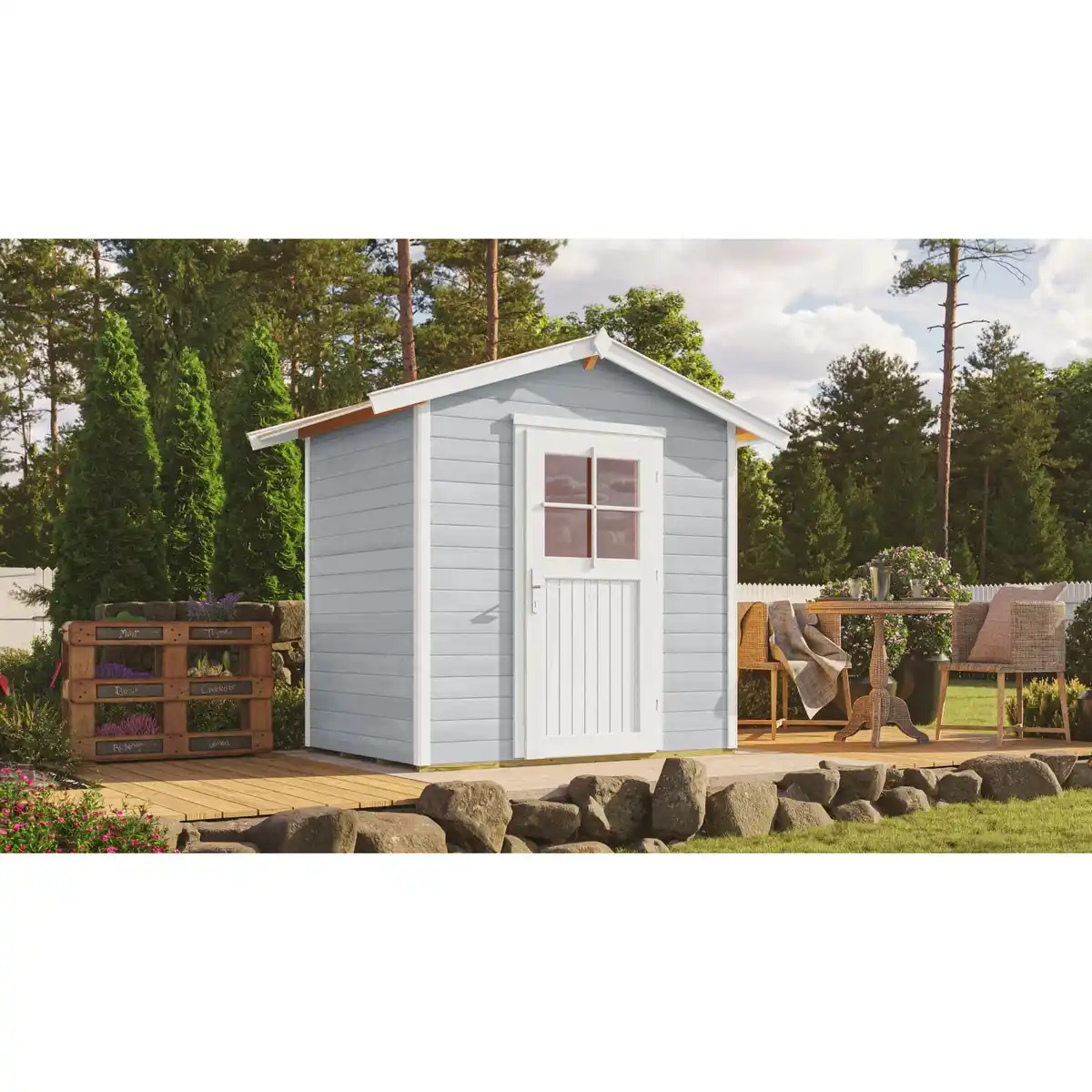 Bild 1 von OBI Outdoor Living Holz-Gartenhaus Monza Satteldach Lasiert 205 cm x 174 cm