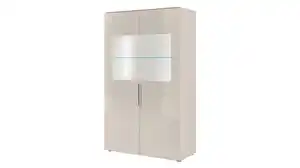 Vitrine mit Beleuchtung kaschmir-beige Glasfront - 90 cm - SANTORIN